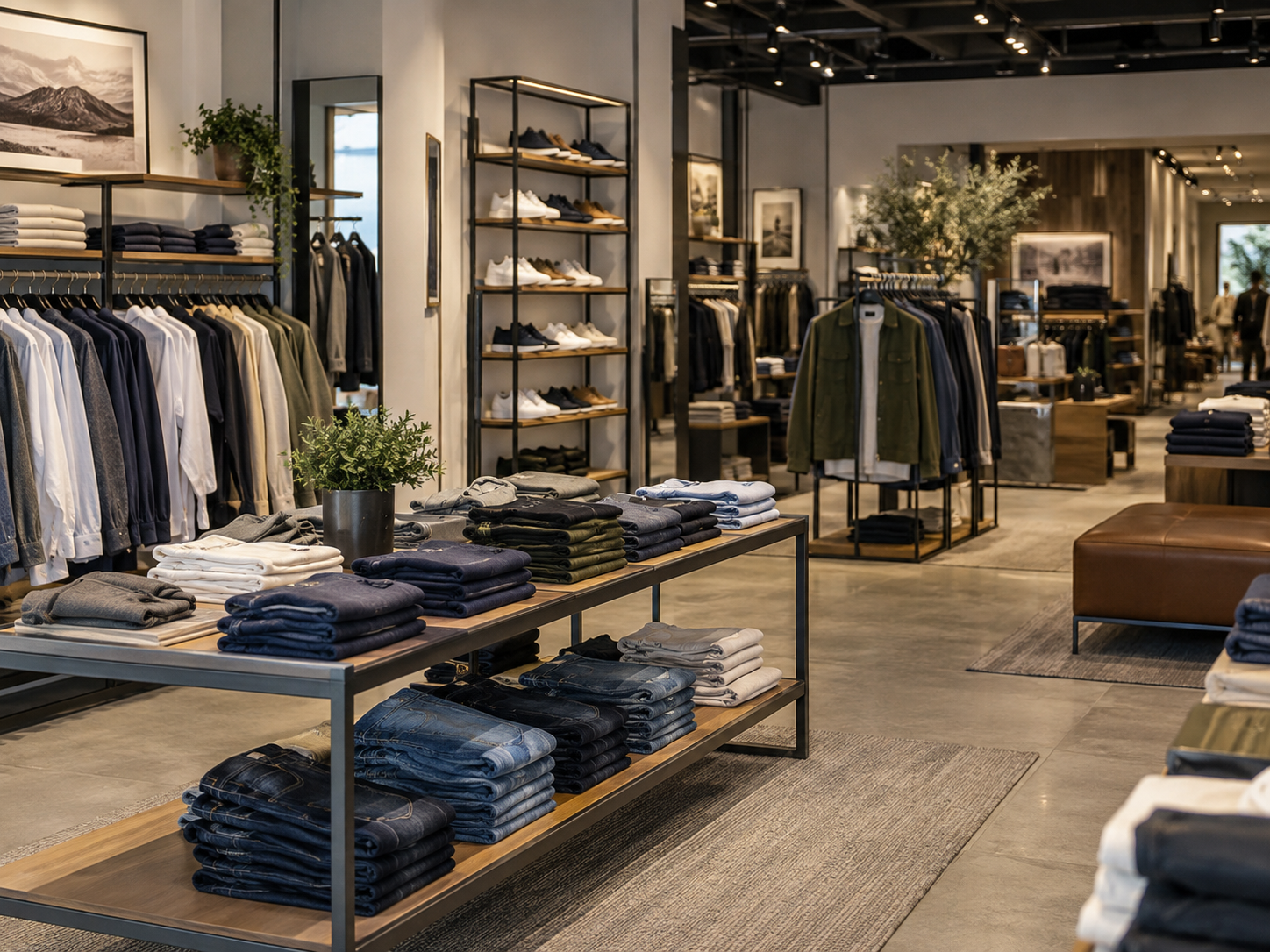 Apparel racks and RFID-enabled inventory illustration