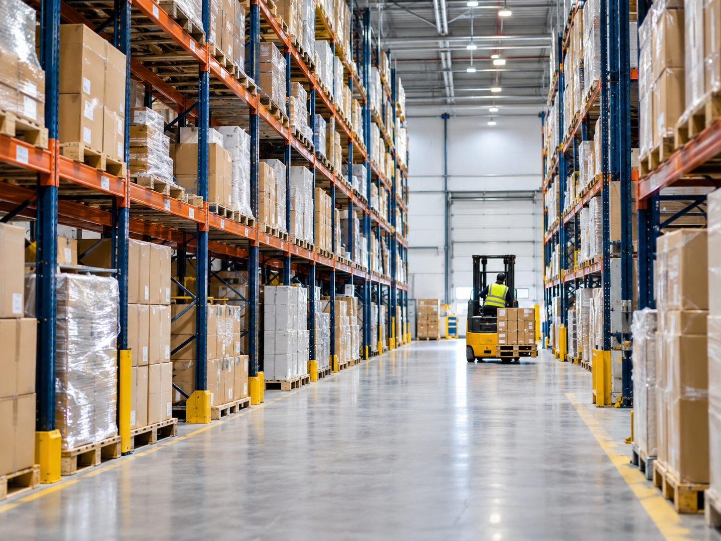 Distribution center and warehouse operations illustration